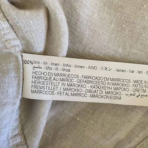 Zara Unisex Linen Relaxed Fit Button Down Long Sleeves Cream Ivory SZ L #1165 - Picture 10 of 13